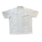 Vintage 80s Guayabera XL Light Magnolia Short Sleeve Cuban Latino Style Shirt